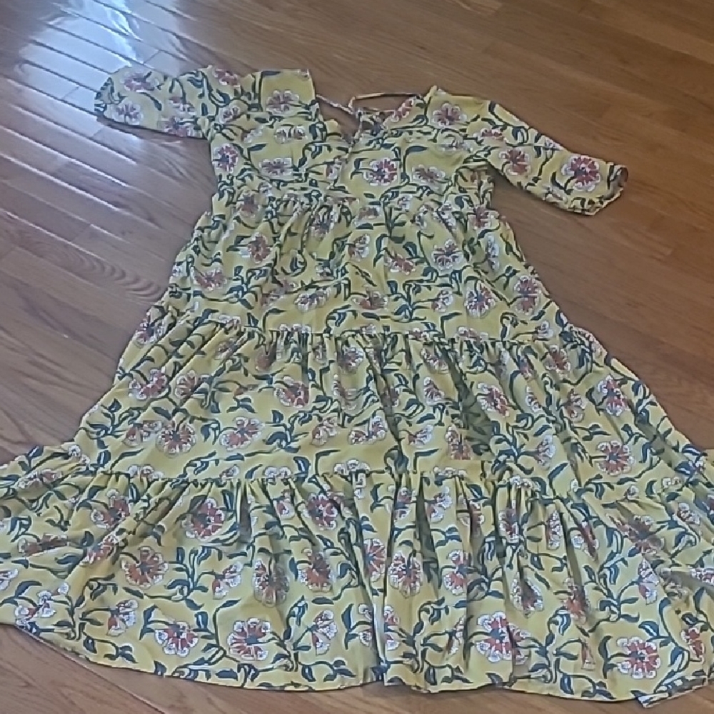 Yellow Floral Tiered Maxi Dress